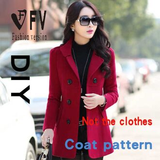 Dames Stand Kraag Slanke Double Breasted Jas Patroon Kledingstuk Naaien Tekening BFY-75 Size 3XL