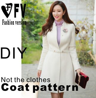 Dames Stand Kraag Slanke Jas Kledingstuk Echte Patroon Naaien Tekening BFY-172 Size XL