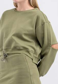 Dames Stijlvolle tweedelige set met rok Kaki - XS