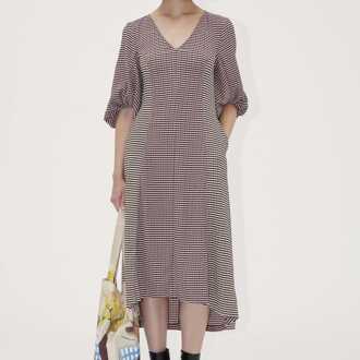 Dames Stine Goya Midi Dress met driekwart mouwen in zwart en roségoud