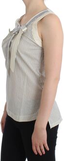 Dames Strandkleding Gestreepte Top Blouse Shirt Strik Tank Wit