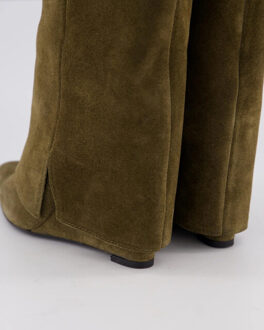 Dames studded leather wedge boot Bruin - 37