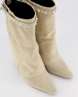 Dames studded suede wedge boot Beige - 37