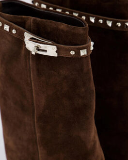 Dames studded suede wedge boot Bruin - 39