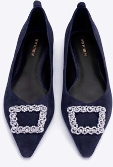 Dames Suède Ballerina's met Gesp Marineblauw Suède Leer Donkerblauw - EU 36