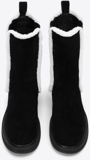 Dames Suède Chelsea Boots met Imitatie Schapenvacht Zwart Suède Leer - EU 36