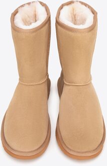 Dames Suède Enkellaarsjes met Wollen Voering, Donkerroze, Bruin Suède Leer - EU 38