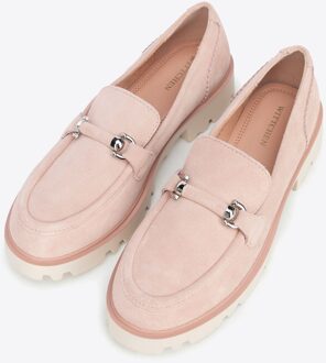 Dames Suède Loafers met Gesp Roze