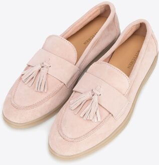 Dames Suède Loafers met Kwastje Roze