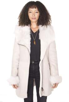 Dames suède Merino schapenvacht jas-Samara Grijs