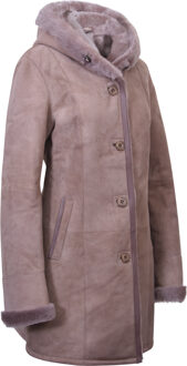 Dames suède merino schapenvacht parka jas-tripoli - maat Taupe