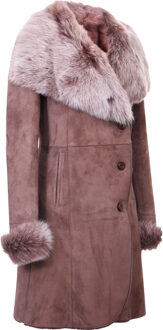 Dames suède merino shearling jas met Toscana kraag-Hanoi Bruin - EU 46 / UK 18