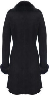 Dames suède merino shearling jas met Toscana kraag-Hanoi - maat EU 46 / UK 18 Zwart
