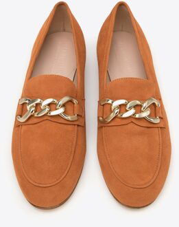 Dames Suède Mocassins met Ketting, Eenvoudig, Baksteenrood - EU 38