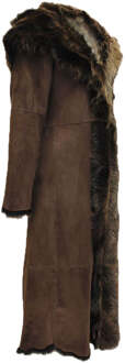 Dames suède Toscana schapenvacht trenchcoat met capuchon-Rushden Bruin - EU 48 / UK 20