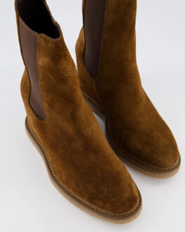 Dames suede wedge chelsea booty Bruin - 37