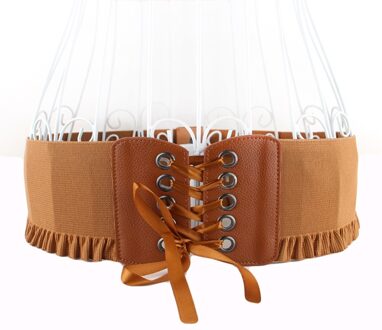 Dames Super Brede Leren Riem Stijlvolle Stretch Elastische Jurk Corset Tailleband LLBLT0513 kameel