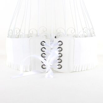 Dames Super Brede Leren Riem Stijlvolle Stretch Elastische Jurk Corset Tailleband LLBLT0513 wit