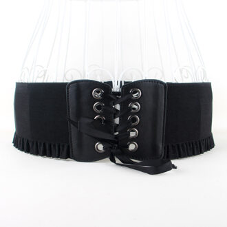 Dames Super Brede Leren Riem Stijlvolle Stretch Elastische Jurk Corset Tailleband LLBLT0513 zwart