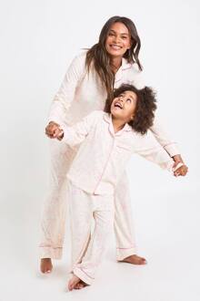 Dames Super Zachte Strik Broek Pyjama Set, Light Pink - 34