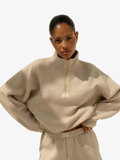 Dames sweater lena half zip Taupe - XS