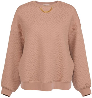 Dames Sweater met Logo Motief Elisabetta Franchi , Beige , Dames - L,M,S,Xs