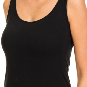 Dames-T-shirt met brede band en ronde hals Lichtgewicht stof 1045201 Zwart