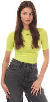 Dames-T-shirt Off White Off Stamp Sec Skin Crew Neck in Geel