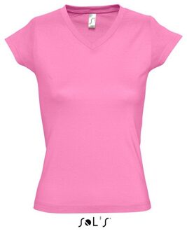 Dames t-shirt  V-hals roze 44 (2XL)