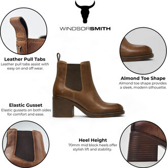 Dames Tan Classic Leren Platform Enkel Chelsea Laarzen - Varsity Bruin - EU 39/ UK 6