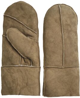 Dames Tan Echte Echte Schapenvacht Suède Wanten Warme Handschoenen Bruin - M