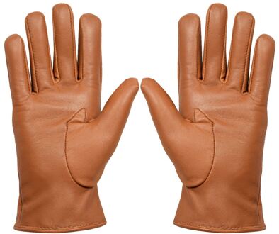 Dames Tan leren thermische handschoenen Bruin