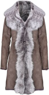Dames Taupe Toscana Schapen Suède Trenchcoat - Celeste - maat EU 46 / UK 18