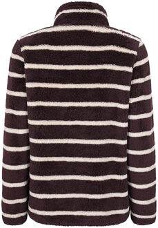 Dames Teddy Gestreepte Kwart Rits Fleece Top (Donkerbruin) - maat EU 38 / UK 10