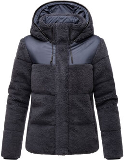 dames teddy puffer jas met capuchon – model Kaguraa - maat XS Blauw
