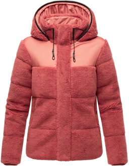 dames teddy puffer jas met capuchon – model Kaguraa Rood