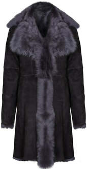 Dames Toscana schapenvacht suède trenchcoat-Tbilisi Grijs