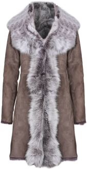 Dames Toscana schapenvacht suède trenchcoat-Tbilisi Taupe - EU 38 / UK 10