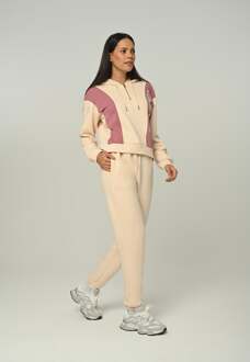 Dames trainingspak Believe met halve rits en applicatie Ecru - XS