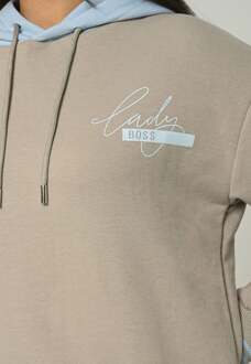 Dames trainingspak Lady Boss met print Beige - S