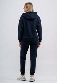 Dames Trainingspak met halve rits en kangoeroezak, stijlvol trainingspak met logodetails Donkerblauw