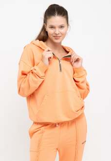 Dames trainingspak met kwart rits en logo in oversize Oranje