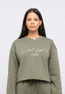 Dames Trainingspak met Smile borduursel Kaki - XS