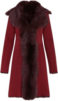Dames trenchcoat van bordeauxrood Toscaans schapensuèdeleer - Celeste Bourgogne