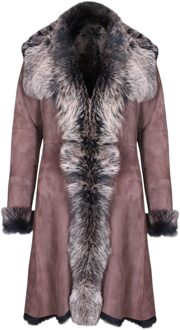 Dames trenchcoat van bruingoud Toscaanse schapensuède - Celeste - maat EU 48 / UK 20