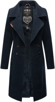 Dames Trenchcoat Wooly – Premium Wintermantel met Elegante Pasvorm Blauw - 3XL