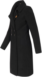 Dames Trenchcoat Wooly – Premium Wintermantel met Elegante Pasvorm Zwart - XL