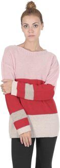 Dames Trui Met Boothals Coe 0017 Roze/Rood Veelkleurig