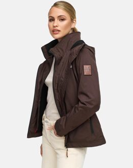 dames tussenjas Erdbeere met dubbele kraag & fleecevoering Bruin - 2XL