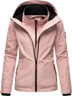 dames tussenjas Erdbeere met dubbele kraag & fleecevoering Roze - 2XL